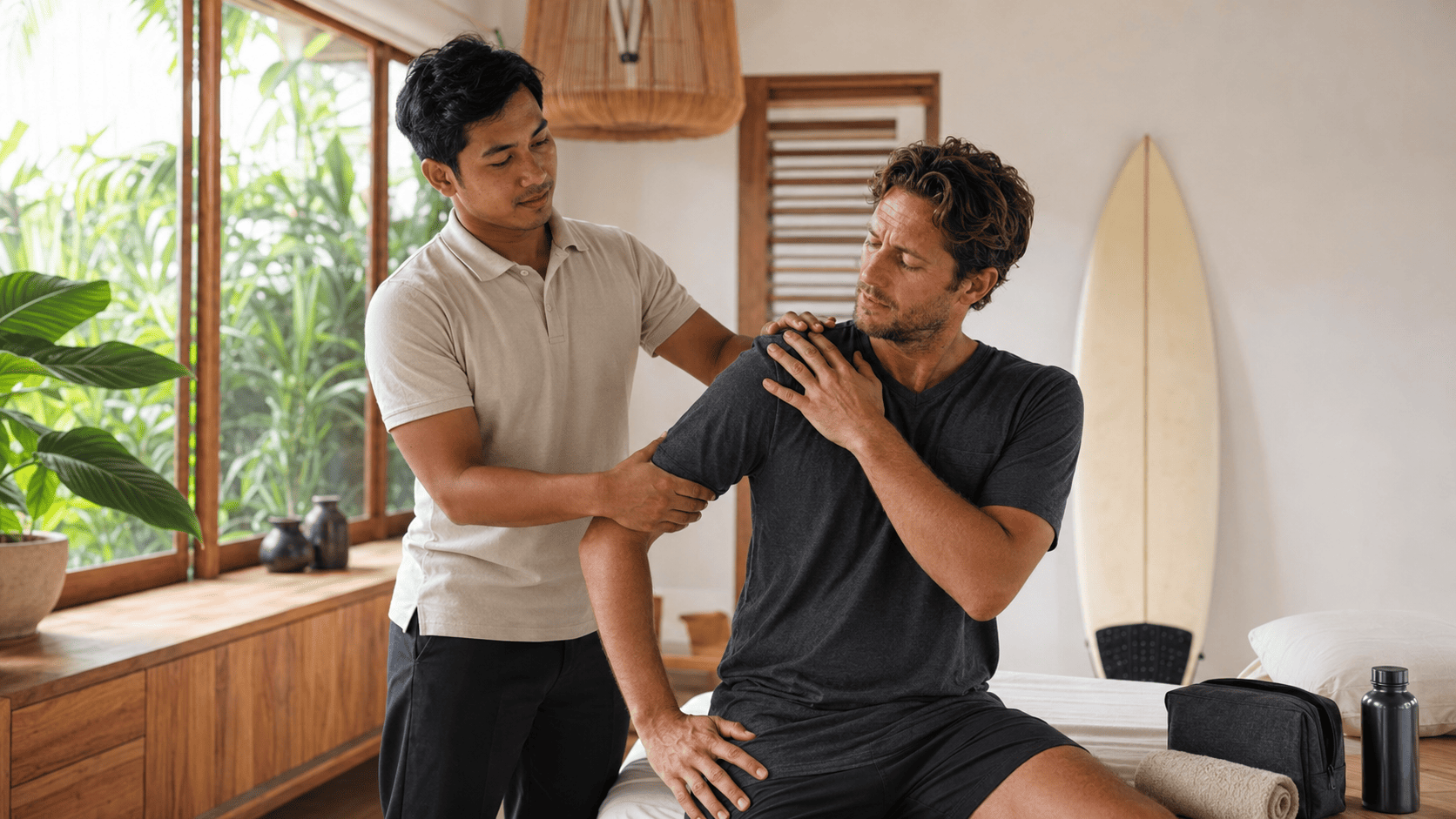 Shoulder Pain After Surfing in Bali: When to Book a Physiotherapy Session article image for physiotherapy Bali
